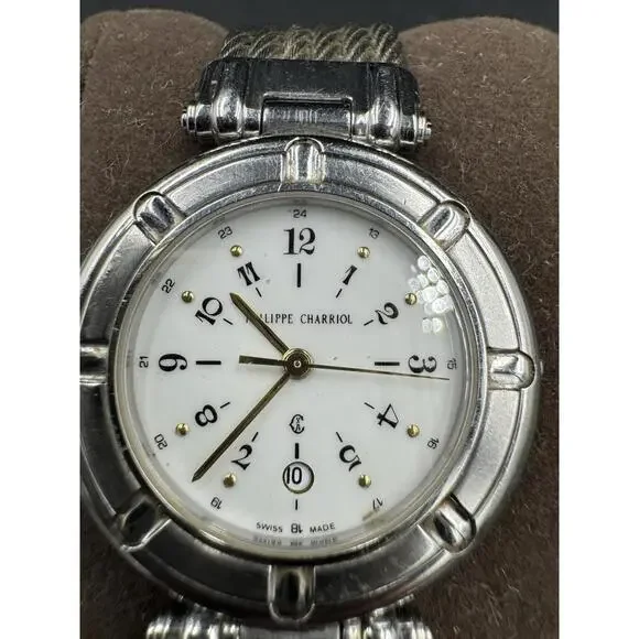 Philippe Charriol Watch Men's Wire Celtic Swiss Made Silver & Gold Colored Quart